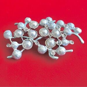Elegant Silver Pearl Brooch